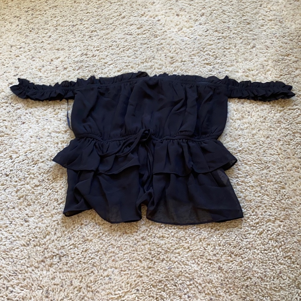 Black off the shoulder crop top